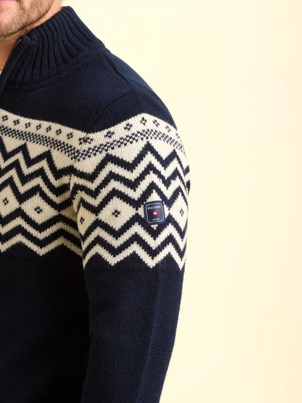 Brakeburn Blue Abberton Knit Quarter Zip Knit Jumper