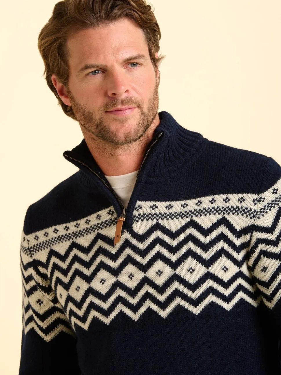 Brakeburn Blue Abberton Knit Quarter Zip Knit Jumper
