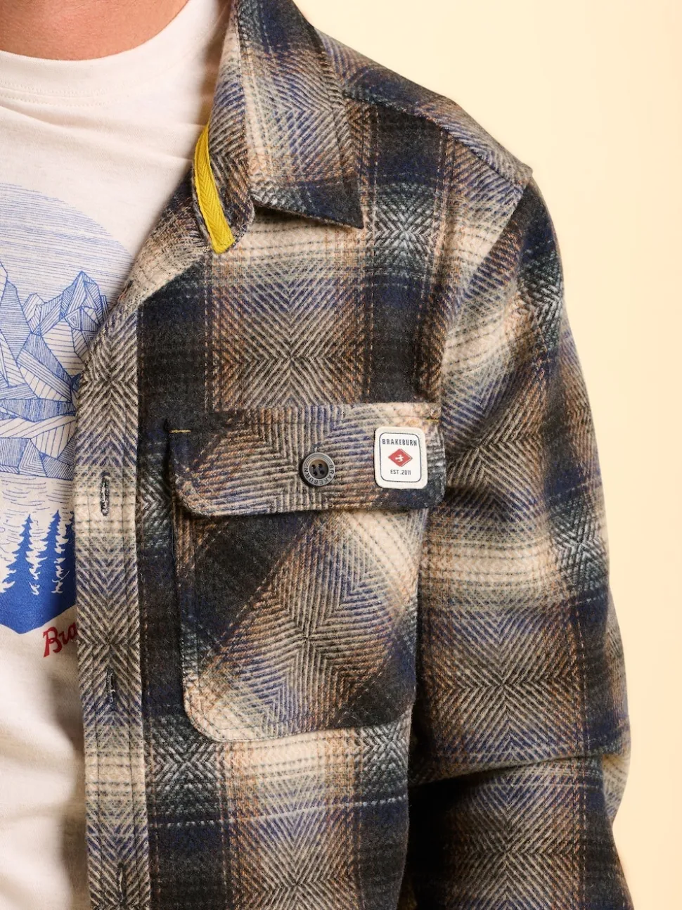 Brakeburn Natural Badbury Check Shirt