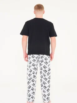 Brand Threads Black Mens Star Wars The Mandolorian 100% Cotton Pyjamas Set