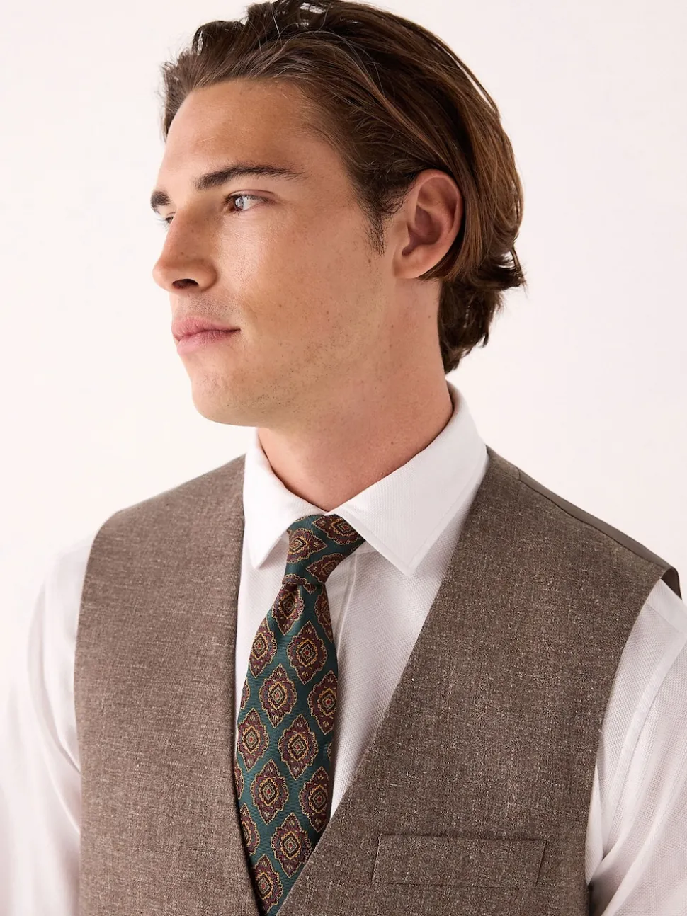 Brick Linen Blend Suit Waistcoat