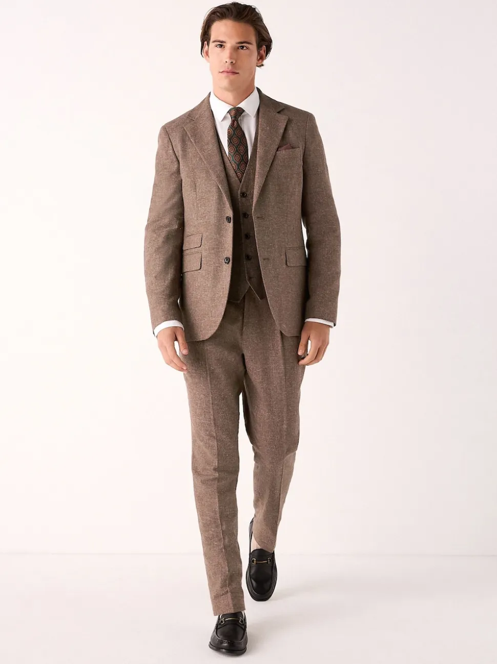 Brick Linen Blend Suit Waistcoat