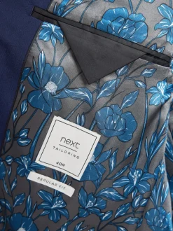 Bright Blue Regular Fit Two Button Suit Jacket