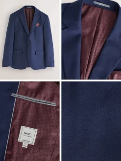 Bright Blue Regular Fit Textured Suit Jacket