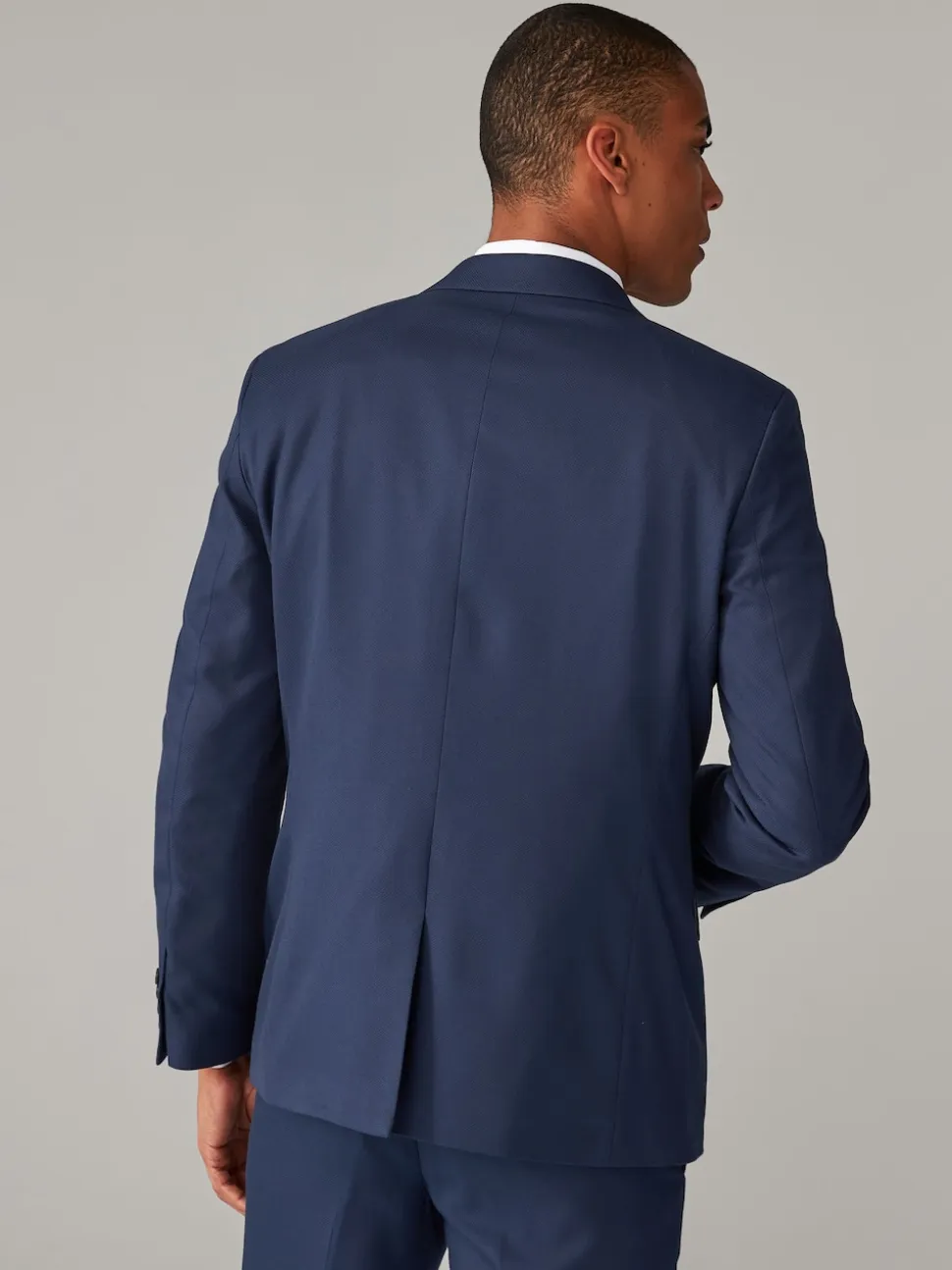 Bright Blue Regular Fit Textured Suit Jacket