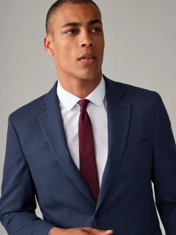 Bright Blue Regular Fit Textured Suit Jacket
