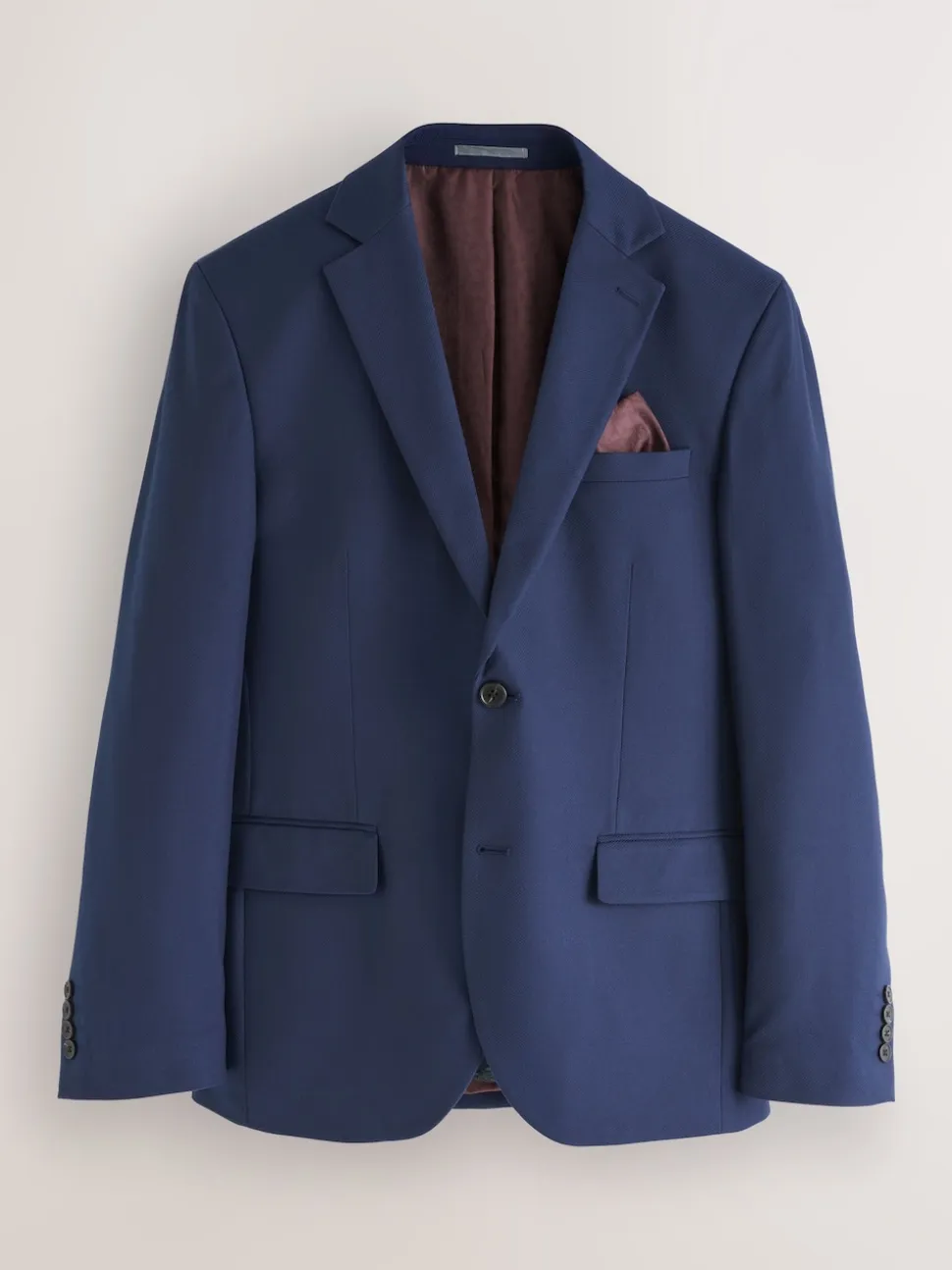 Bright Blue Regular Fit Textured Suit Jacket