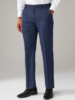 Bright Blue Regular Fit Textured Suit Trousers