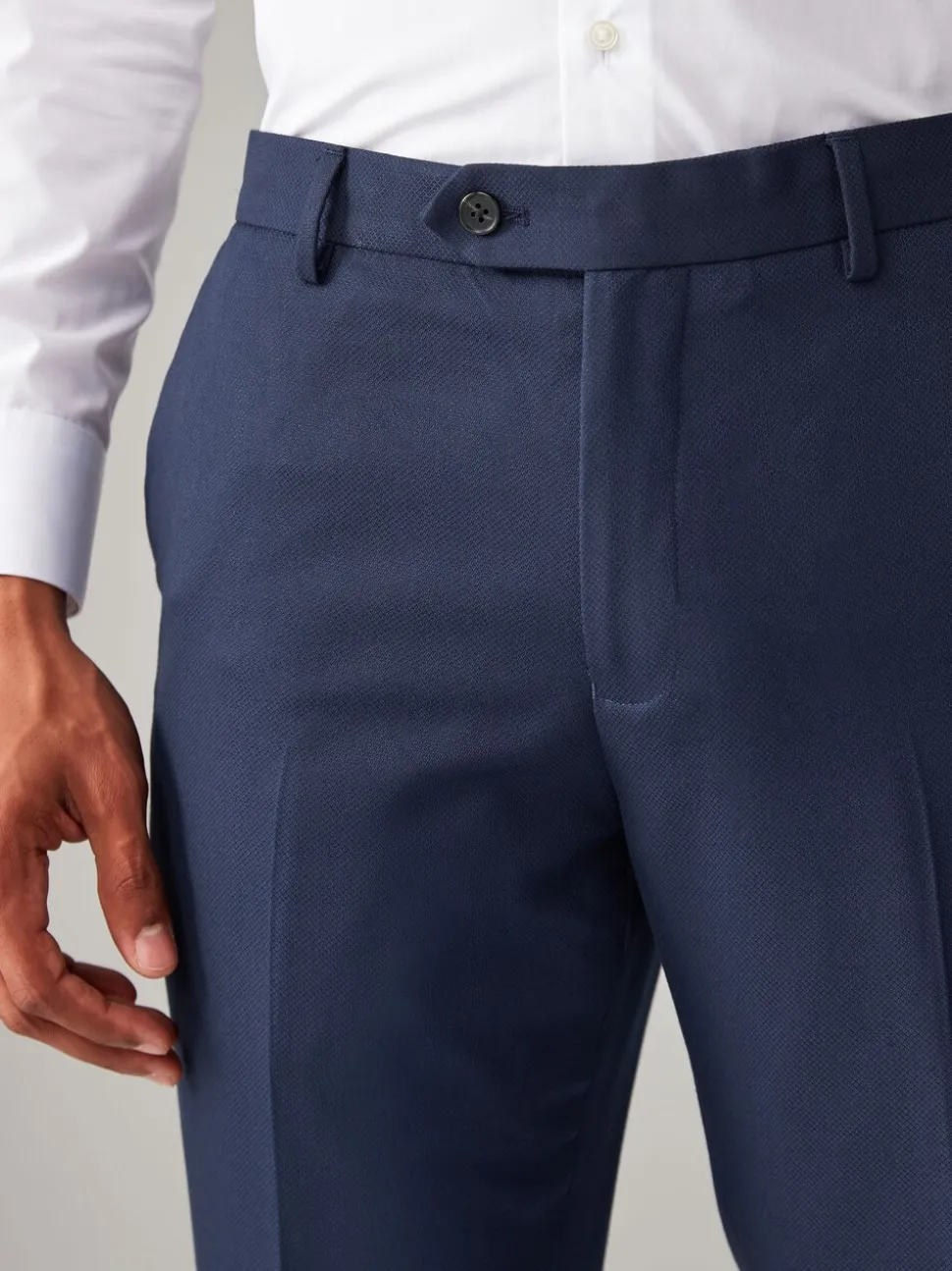 Bright Blue Regular Fit Textured Suit Trousers