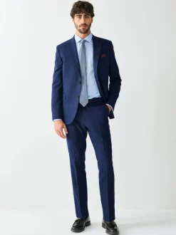 Bright Blue Skinny Fit Textured Suit Trousers
