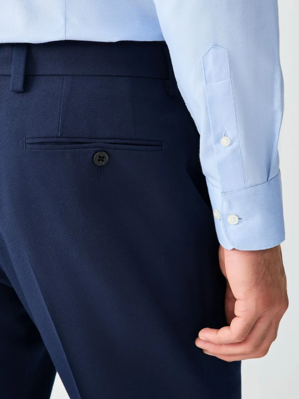 Bright Blue Skinny Fit Textured Suit Trousers