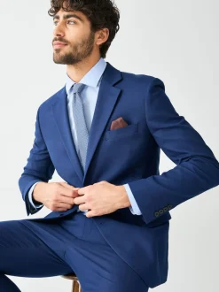Bright Blue Skinny Fit Textured Suit Jacket