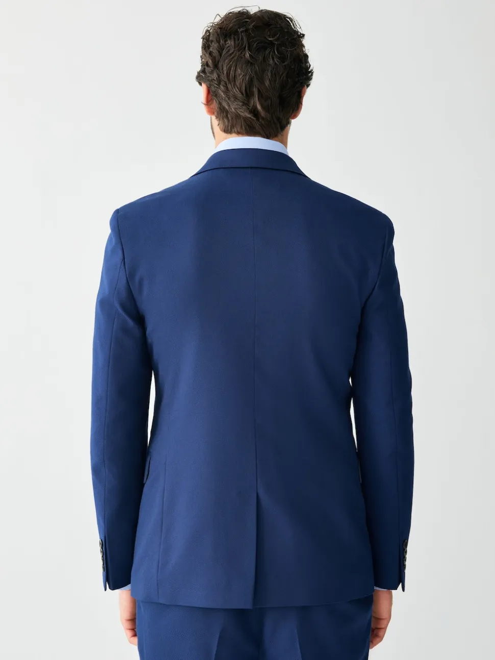 Bright Blue Skinny Fit Textured Suit Jacket