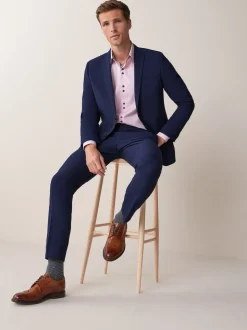 Bright Blue Skinny Fit Two Button Suit Jacket