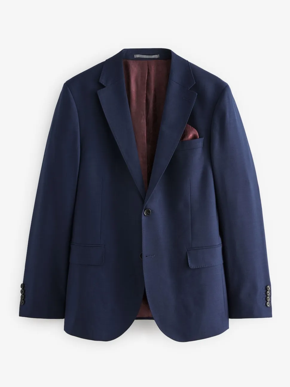 Bright Blue Slim Fit Signature Tollegno Italian Wool Textured Suit Jacket
