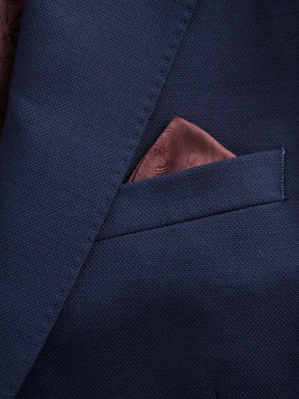 Bright Blue Slim Fit Signature Tollegno Italian Wool Textured Suit Jacket