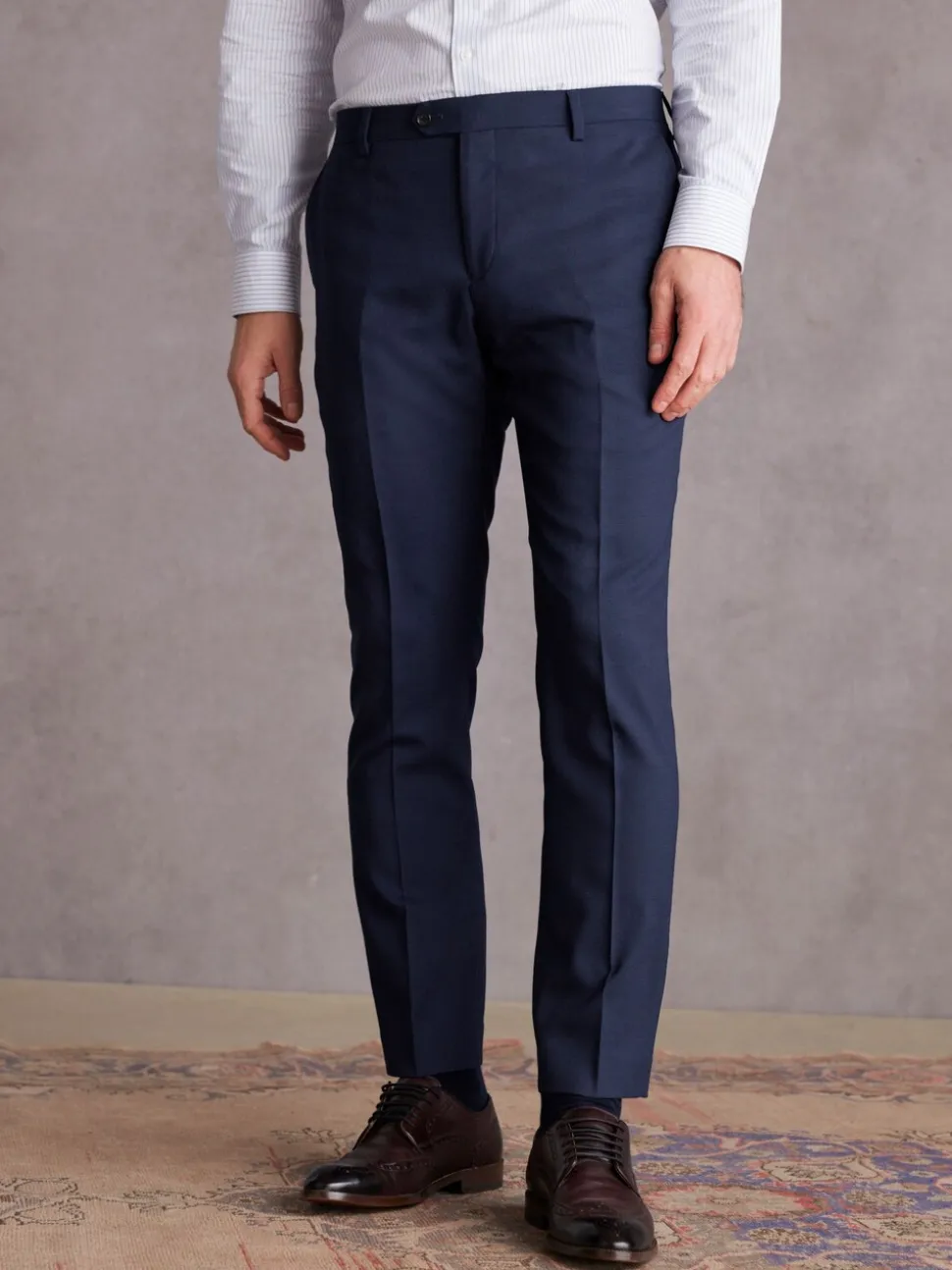 Bright Blue Slim Fit Signature Tollegno Suit Trousers