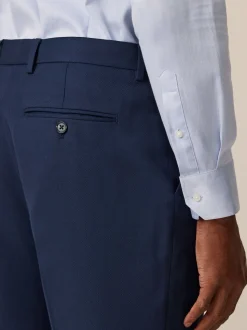 Bright Blue Slim Fit Textured Suit Trousers