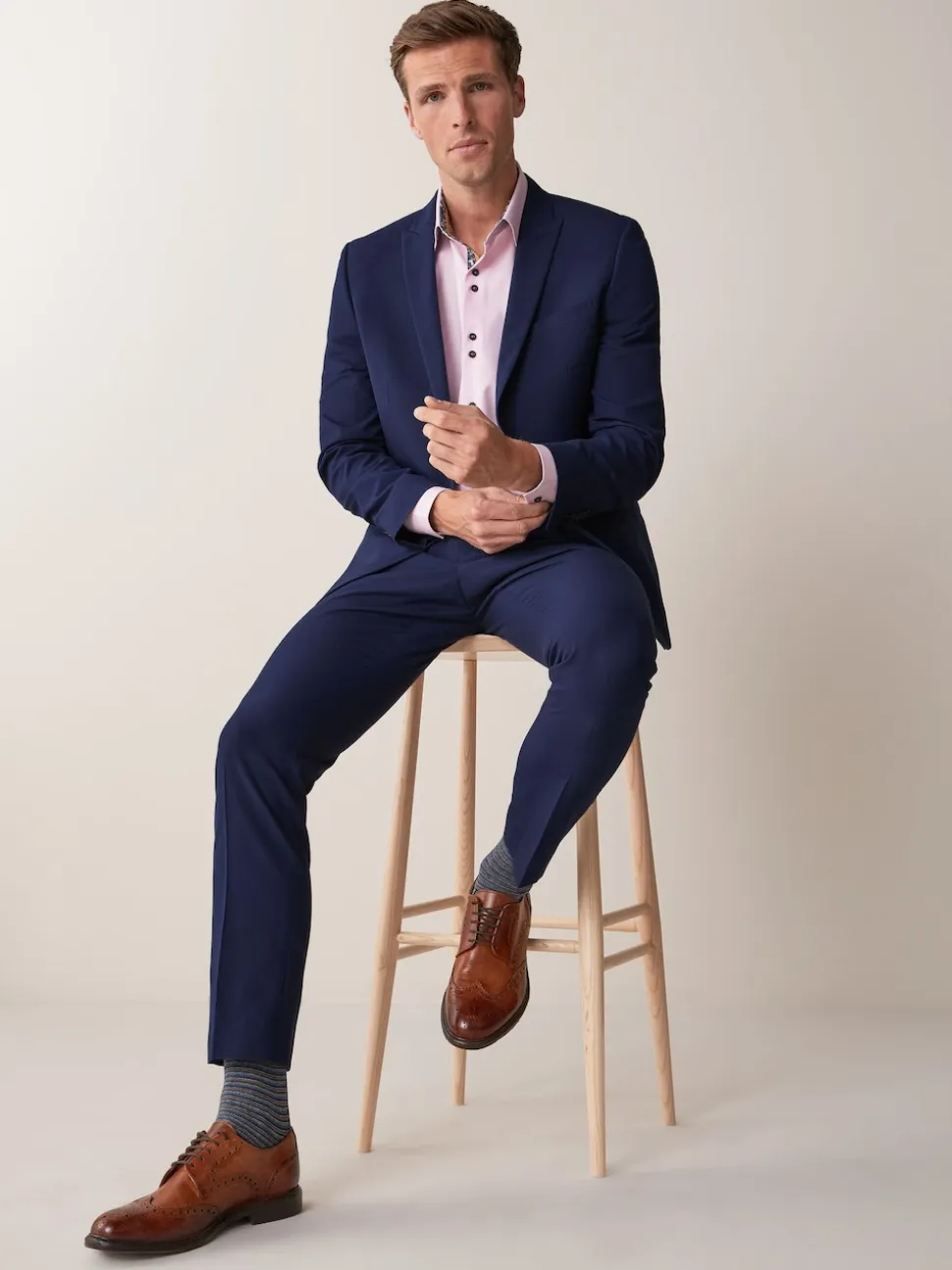 Bright Blue Slim Fit Two Button Suit Jacket