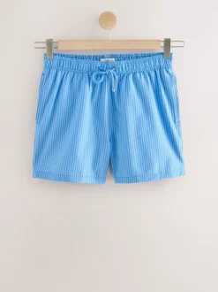 Bright Blue Stripe Seersucker Swim Shorts