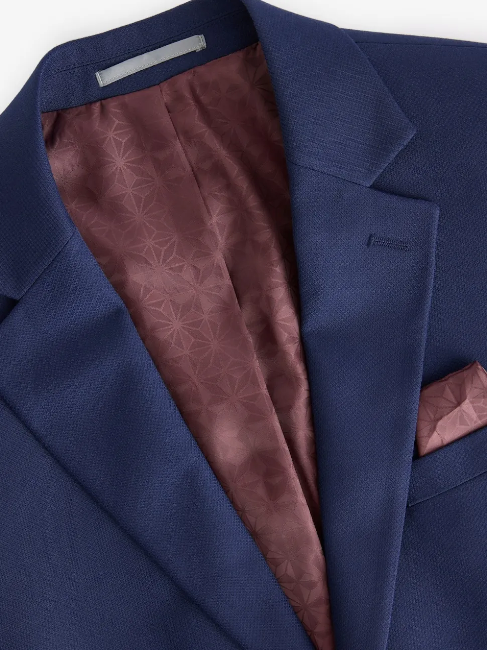 Bright Blue Tailored Fit Textured Suit Jacket