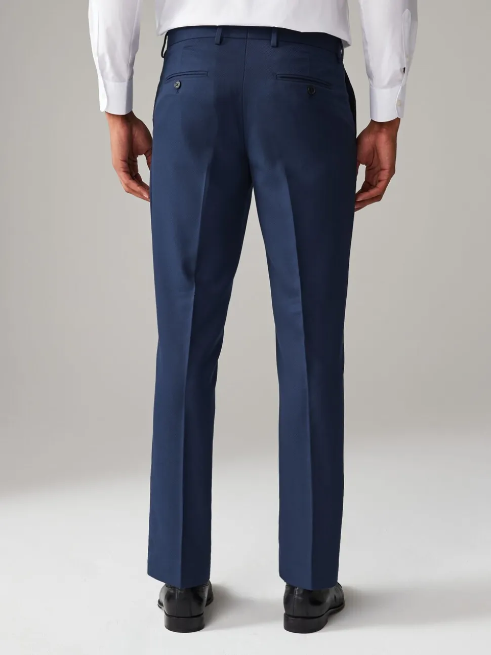 Bright Blue Tailored Fit Textured Suit Trousers