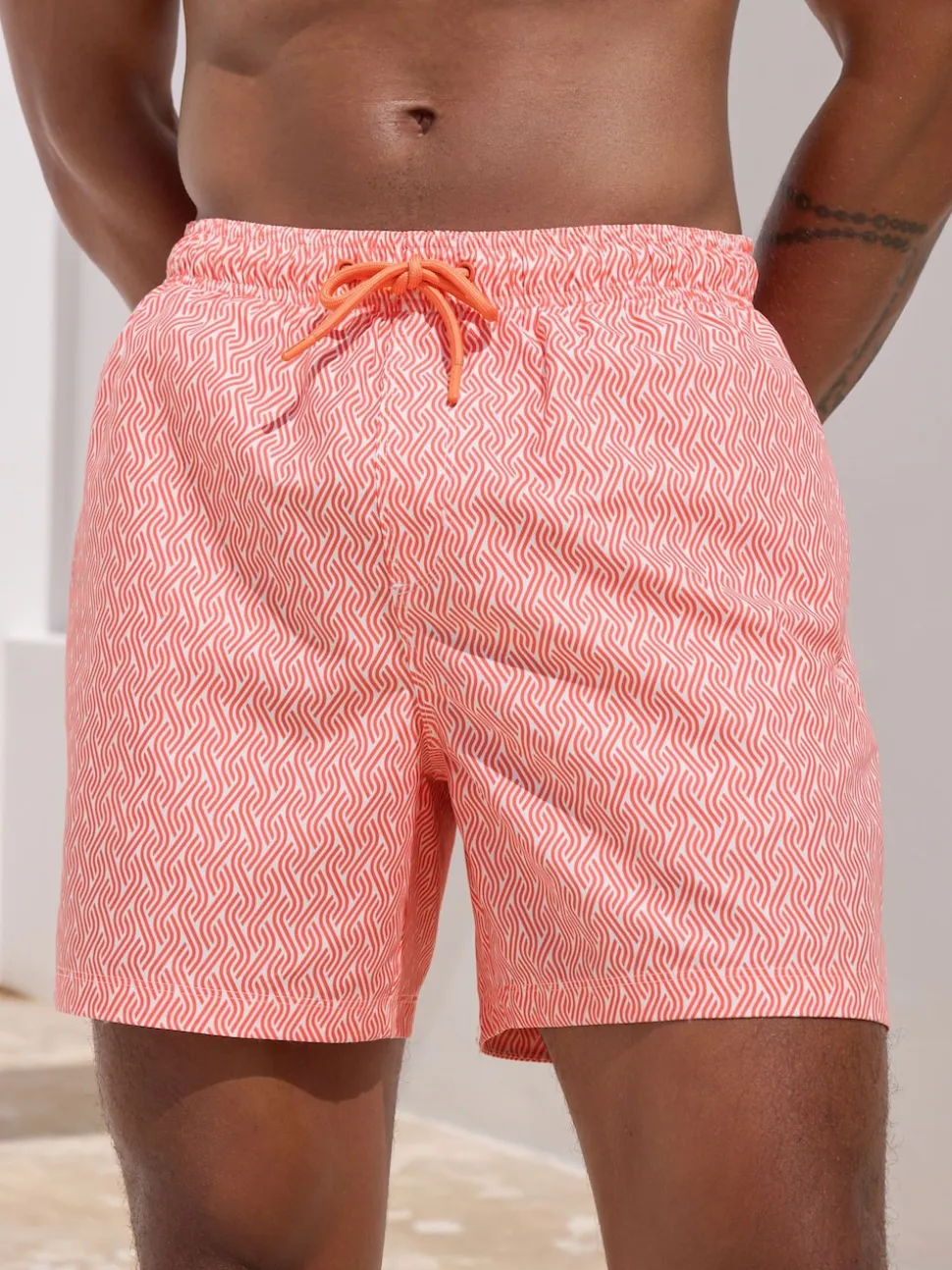 Bright Blue/Coral Geometric Printed Swim Shorts 2 Pack