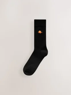 Bright Dinosaur Fun Embroidered Socks 8 Pack