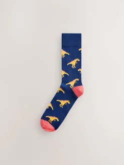 Bright Red/Blue/Orange Dinosaur Pattern Socks 8 Pack