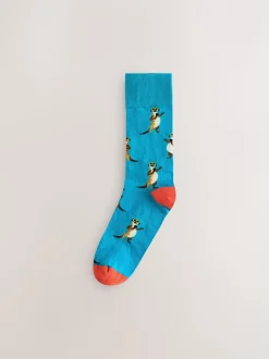 Bright Red/Orange/Blue Pattern Socks 8 Pack