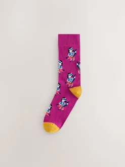 Bright Red/Orange/Blue Pattern Socks 8 Pack
