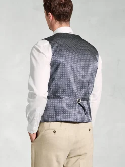 Brook Taverner Beige Linen Blend Mixer Suit Waistcoat