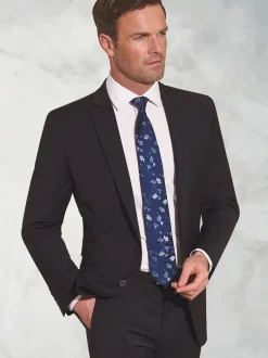 Brook Taverner Black Tailored Fit Wool Mix Washable Suit Jacket
