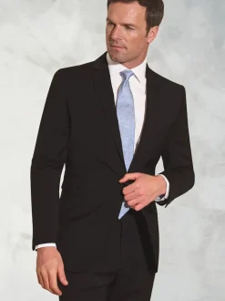 Brook Taverner Black White Tailored Fit Wool Mix Washable Suit Jacket