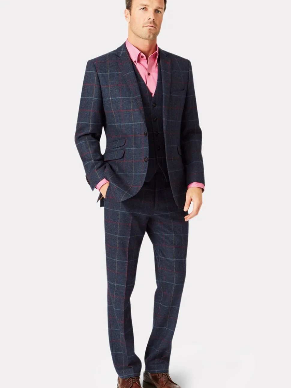 Brook Taverner Blue Check Wool Suit Jacket