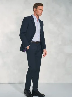 Brook Taverner Blue Dark Tailored Fit Wool Mix Washable Suit Jacket