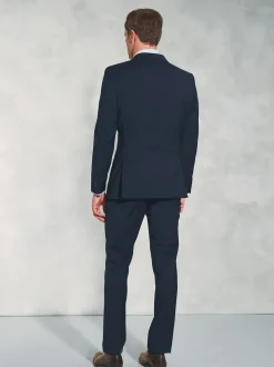 Brook Taverner Blue Dark Tailored Fit Wool Mix Washable Suit Jacket