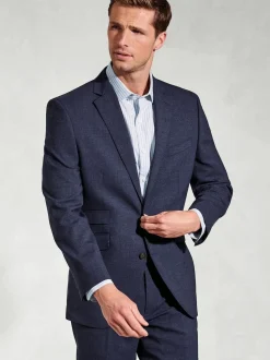 Brook Taverner Blue Linen Blend Mixer Suit Jacket