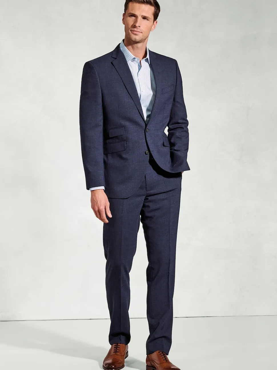 Brook Taverner Blue Linen Blend Mixer Suit Jacket