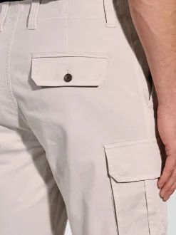 Brook Taverner Cream Cotton Stretch Cargo Shorts