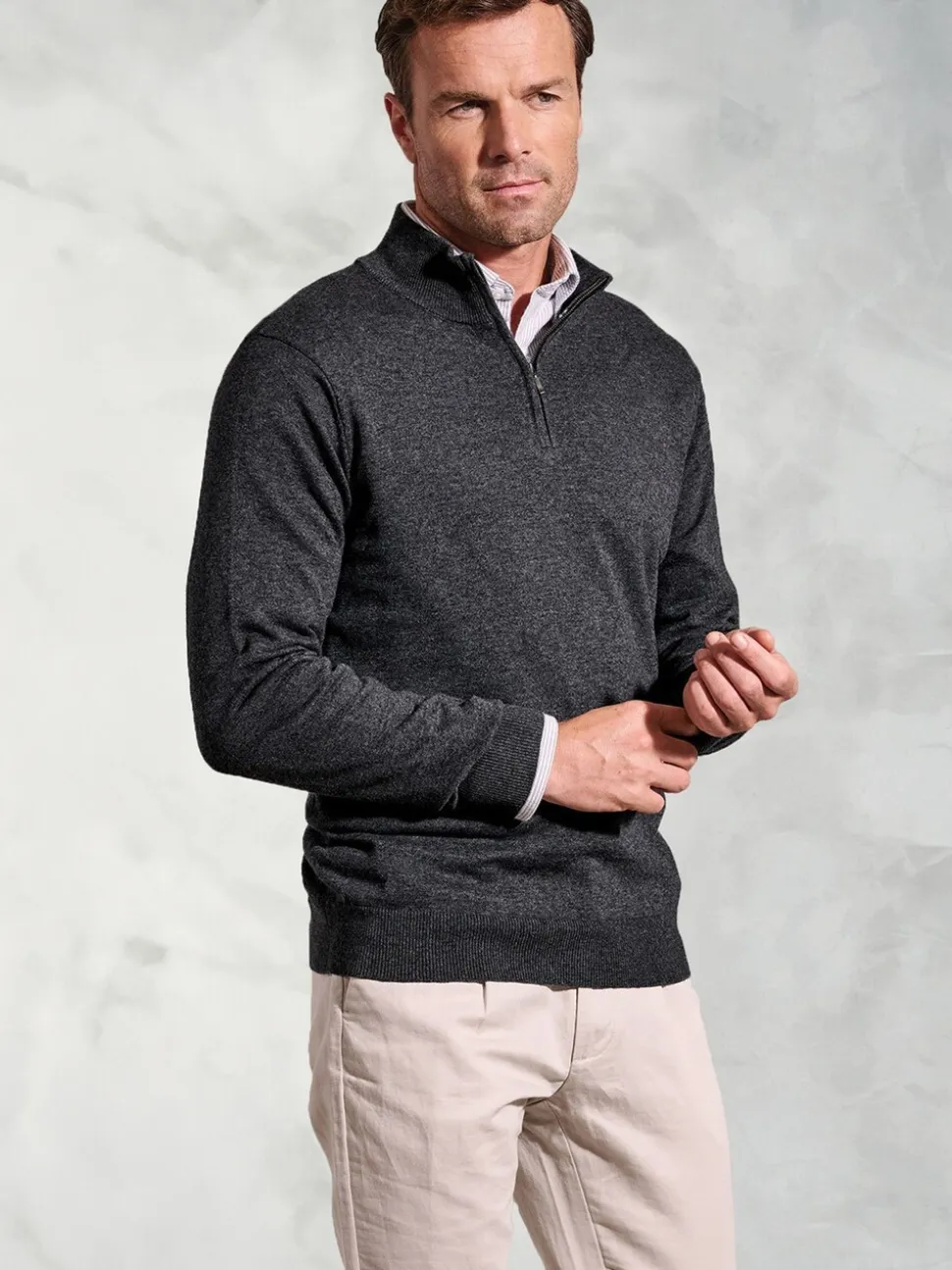 Brook Taverner Grey Dark Quarter Zip Jumper