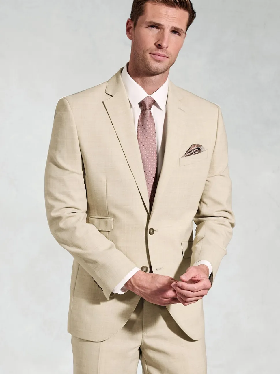Brook Taverner Natural Linen Blend Mixer Suit Jacket