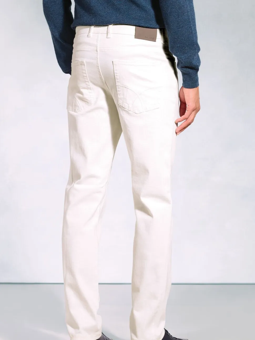 Brook Taverner White Tailored Fit 5 Pocket Denim Jeans