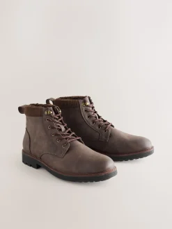 Brown Borg Lined Cord Trim Boots