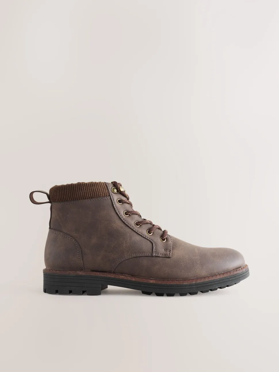 Brown Borg Lined Cord Trim Boots