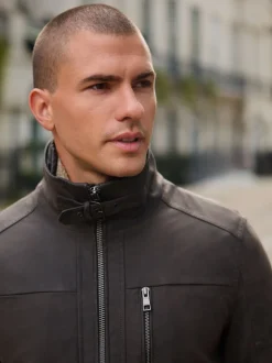 Brown Borg Lined Faux Leather Jacket