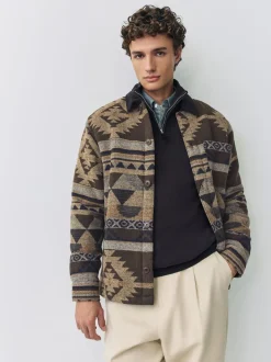Brown Borg Lined Navajo Style Shacket
