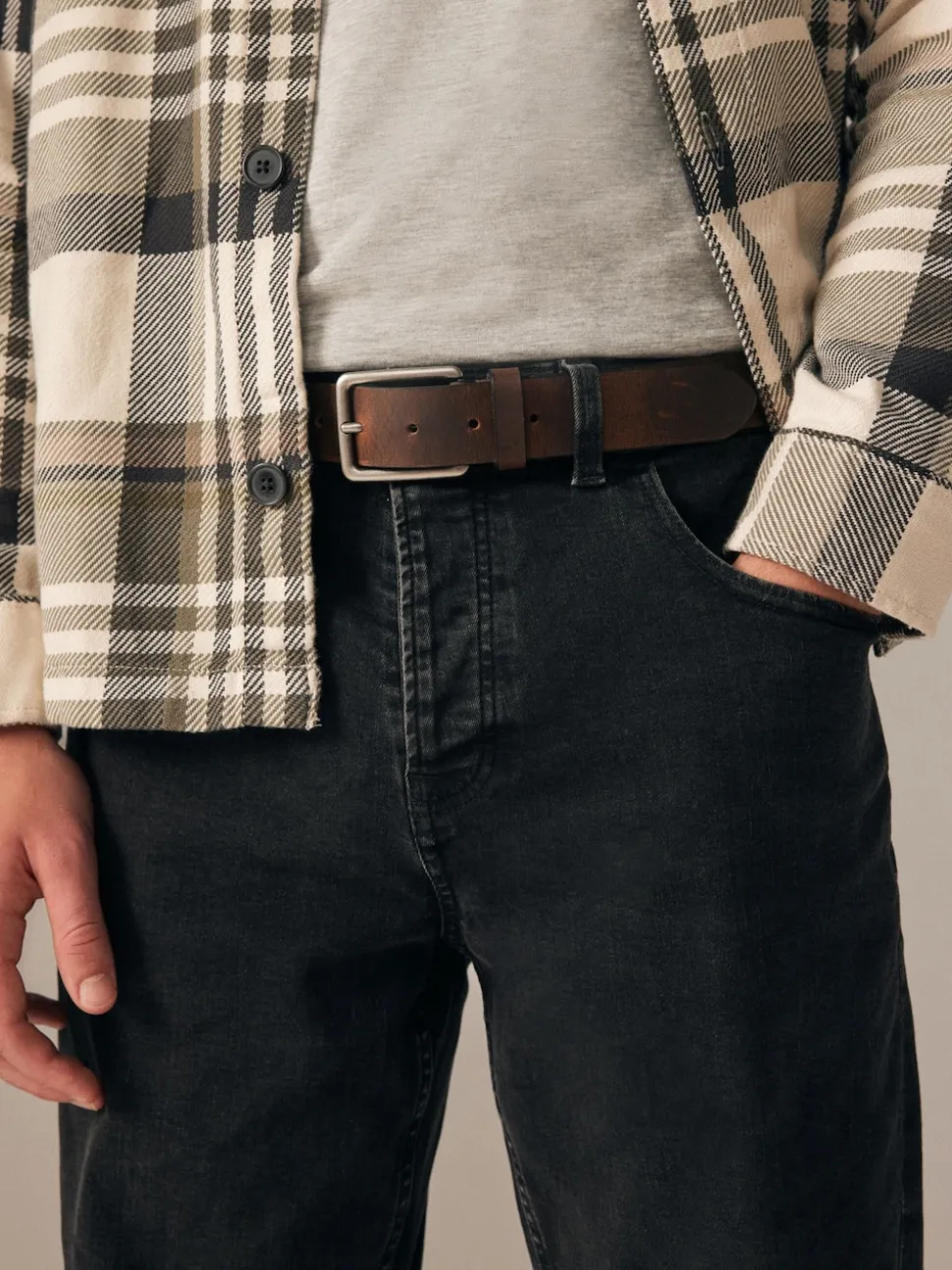 Brown Burnished Leather Belt
