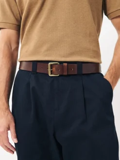 Brown Casual Leather Belt With Roller Buckle