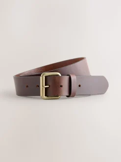 Brown Casual Leather Belt With Roller Buckle